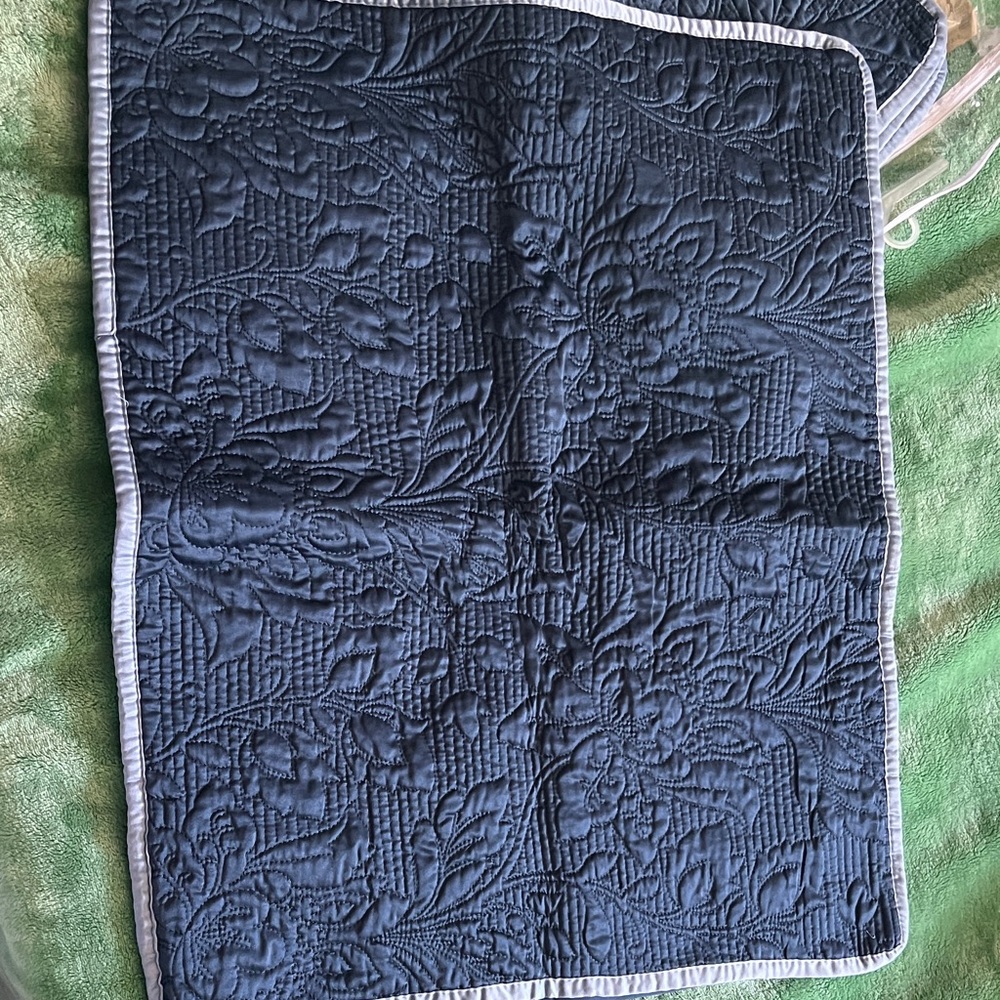 Quilted Navy sham set with quilted Stitching